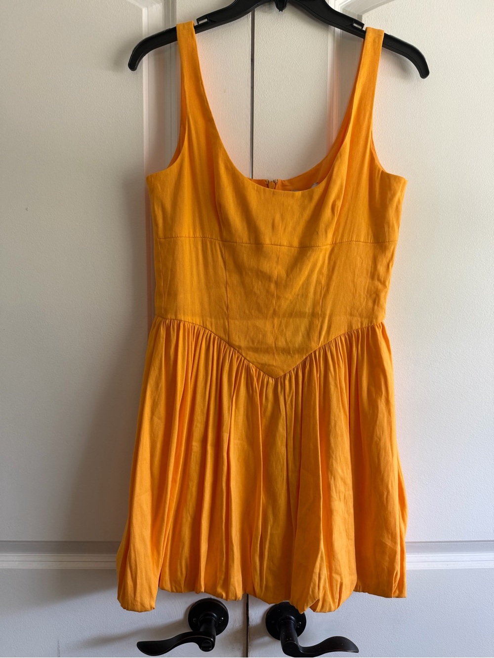 Gianni Bini Bright Orange Sleeveless Puff Corset Style Fitted Dress Fun Party